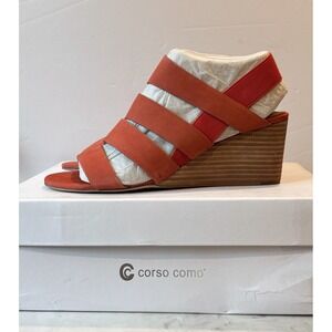 Corso Como Ontariss Women's Leather Strappy Caged Wedge Sandals Size 7M *read